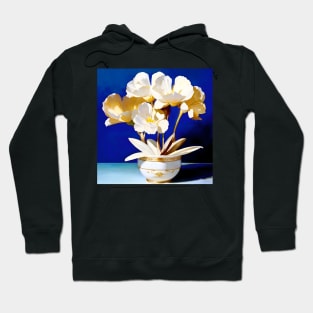 Delicate White Bouquet on Cobalt Blue Hoodie